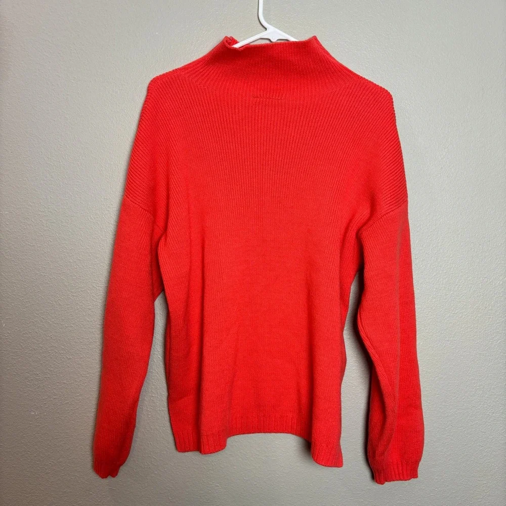 Vici Dolls Womens Small Bright Coral Orange Mock Neck Knit Long Sleeve‎ Sweater